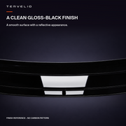 a clean gloss-black finish: A smooth surface with a reflective appearance.