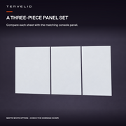 Three matte-white console wrap sheets shown detached, with their individual panel outlines.