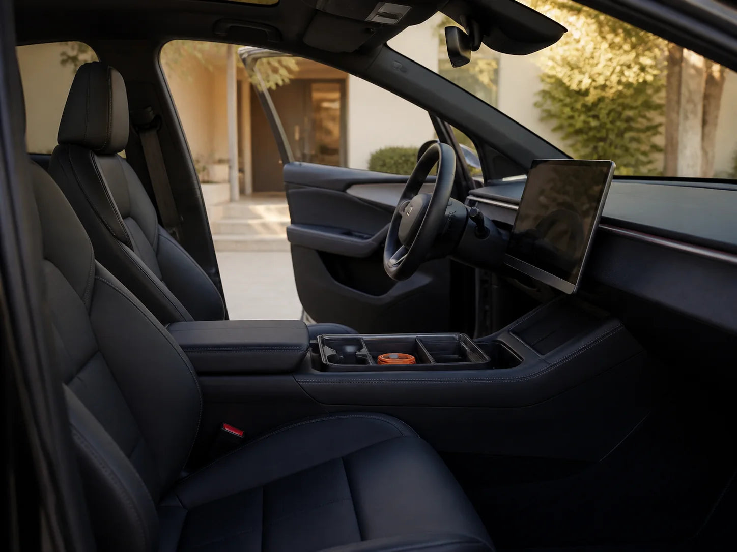 A tidy finished Tesla cabin