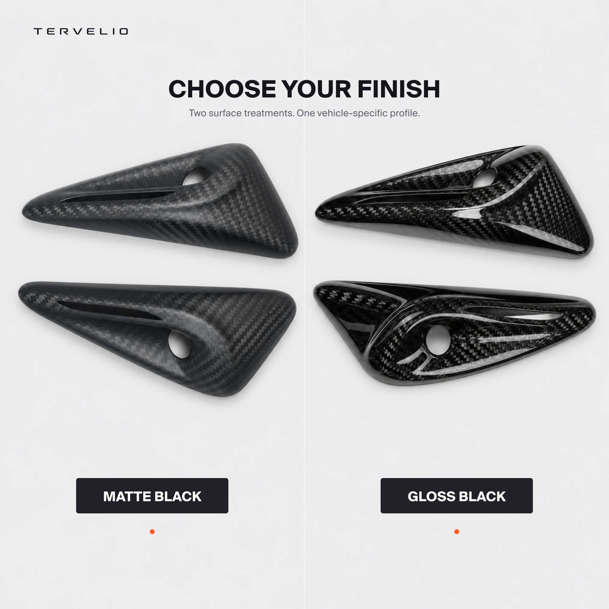 TERVELIO matte and gloss camera trim finishes compared