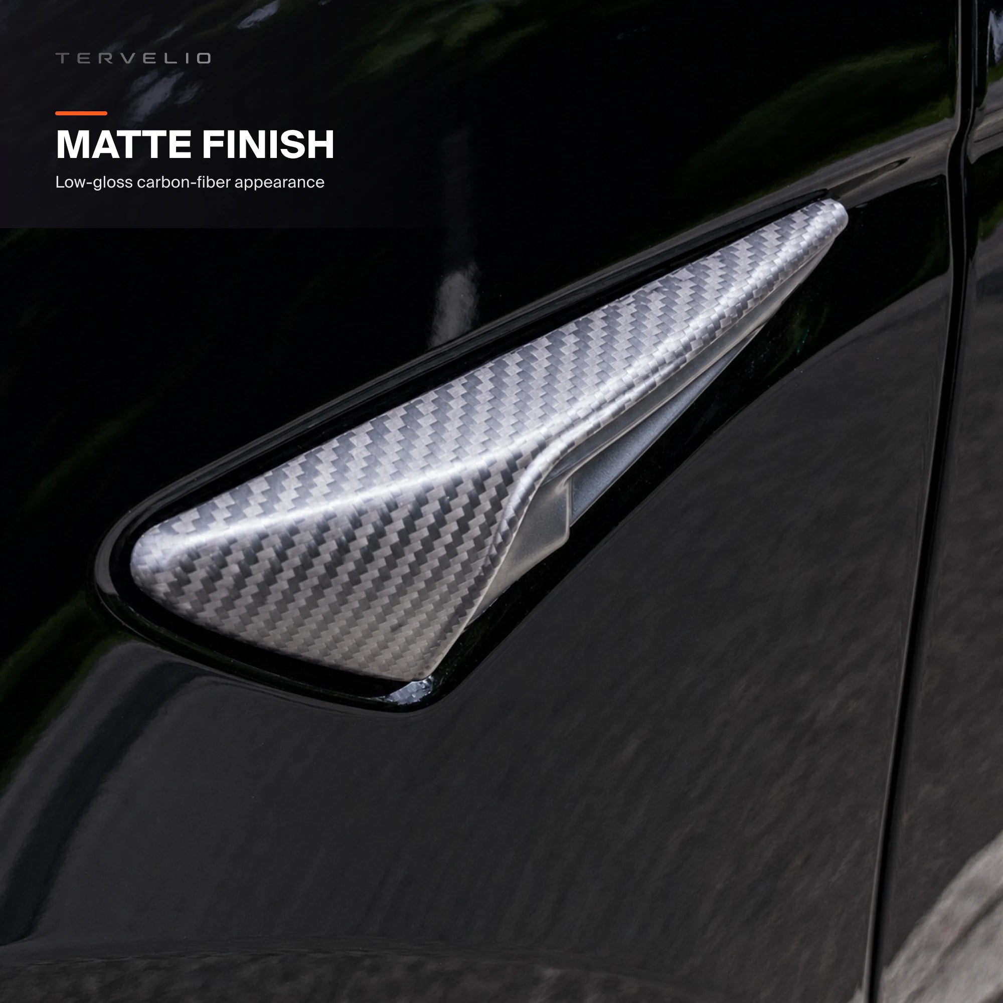 Matte black camera trim cover installed