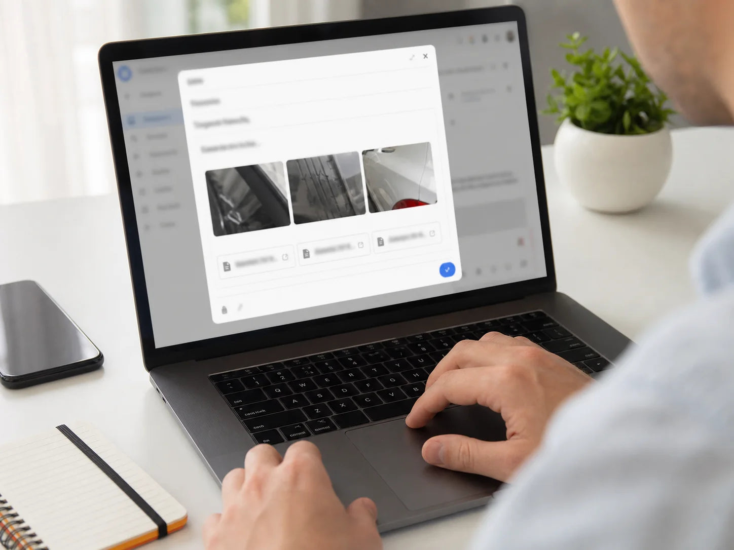 Customer attaching reference photos to a support message