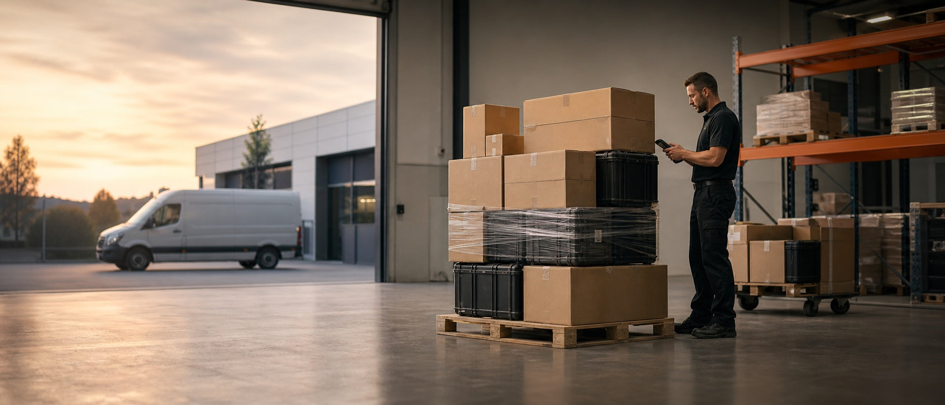 Completed wholesale accessory orders staged for dispatch